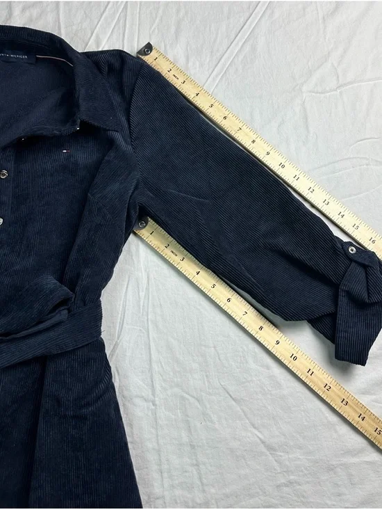 💙 Tommy Hilfiger Blue Corduroy Belted Shirt Dress Sz 6 8867-10 💙 - Picture 11 of 16